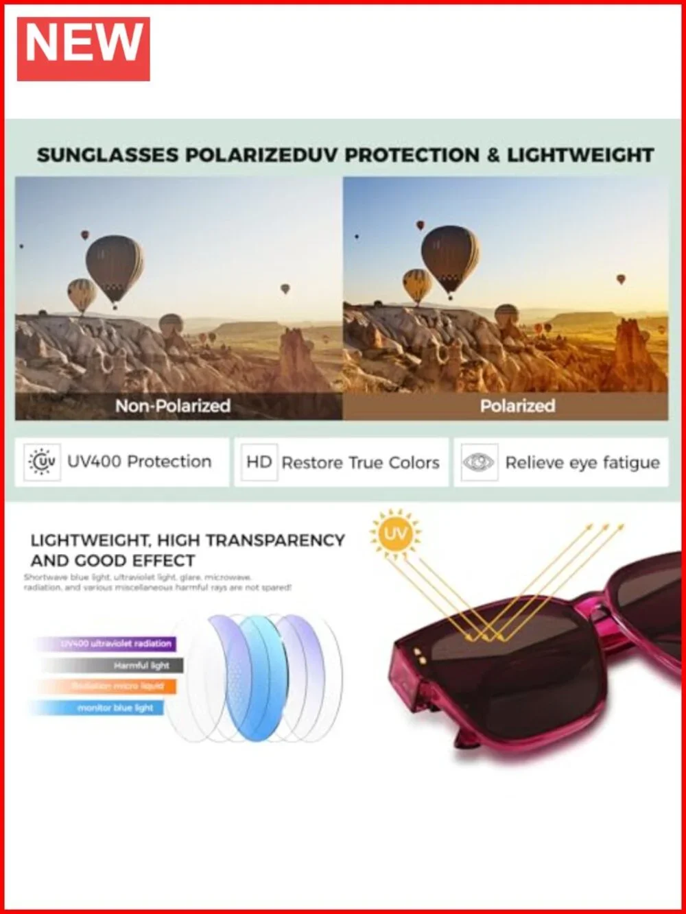 Oversized Fit Over Glasses Polarized Sunglasses Women Lightweight TR90 Driving